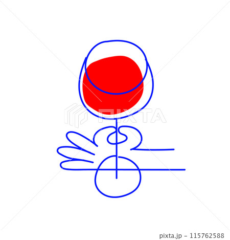 Creative minimal design. Glass of Red Wine isolated on white background. Relaxing and enjoying vibes Creative minimal design. Glass of Red Wine isolated on white background. Relaxing and enjoying vibes 115762588