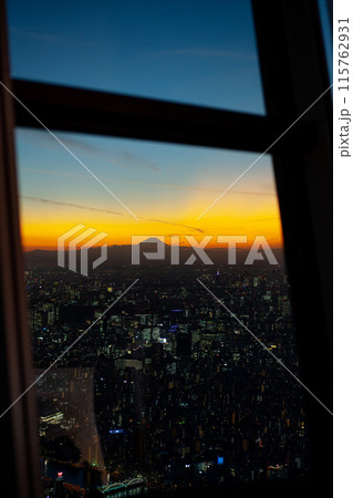 東京 富士山 夕日 マジックアワー 展望 東京スカイツリー 東京 富士山 夕日 マジックアワー 展望 東京スカイツリー 115762931
