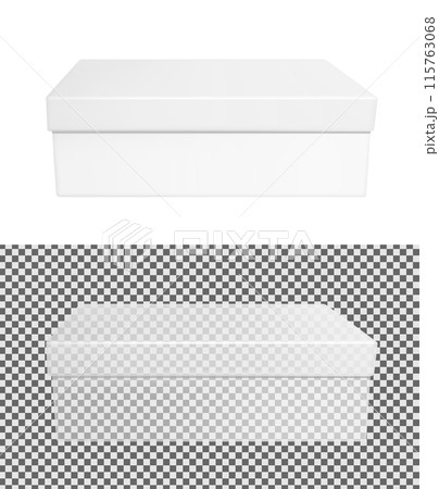 Transparent paper or plastic box with lid 115763068