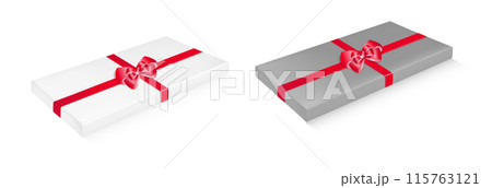 Gift box with red ribbon and bow 115763121