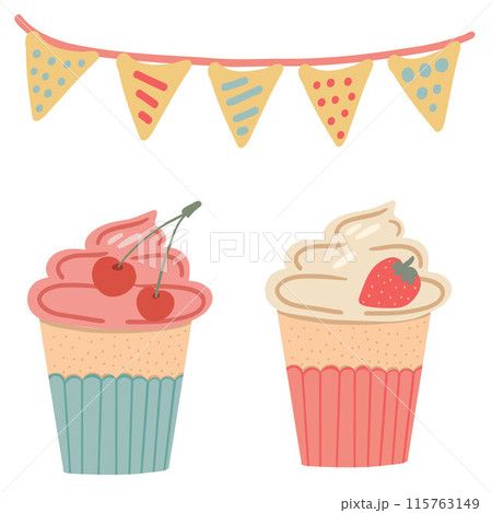 Cupcakes sweets flat design set 115763149