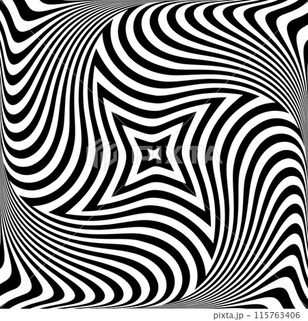 Whirl Rotating Motion in Abstract Op Art Design. 3D Illusion. Whirl Rotating Motion in Abstract Op Art Design. 3D Illusion. 115763406