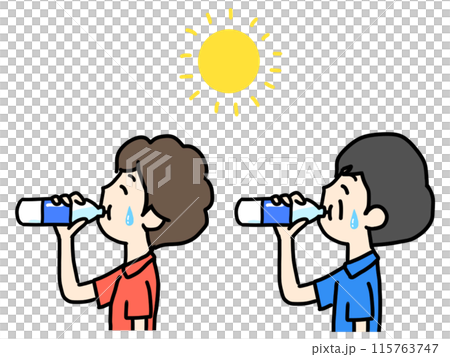 水分を補給する男女のイラスト 水分を補給する男女のイラスト 115763747