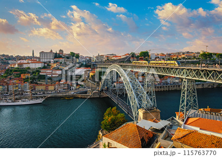 View of Porto city, Portugal, on sunset View of Porto city, Portugal, on sunset 115763770