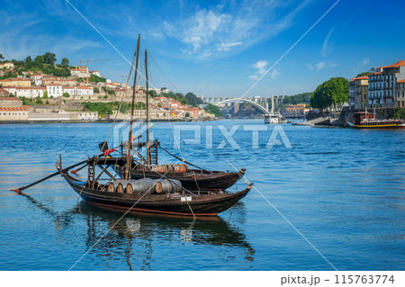 View of Porto city over Douro river. Porto, Vila Nova de Gaia, Portugal 115763774