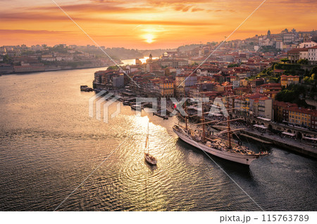 View of Porto city, Portugal on sunset View of Porto city, Portugal on sunset 115763789
