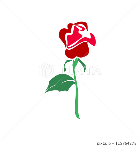 Rose flower with green leaves Rose flower with green leaves 115764278