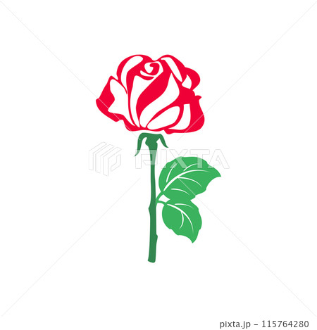 Rose flower with green leaves Rose flower with green leaves 115764280