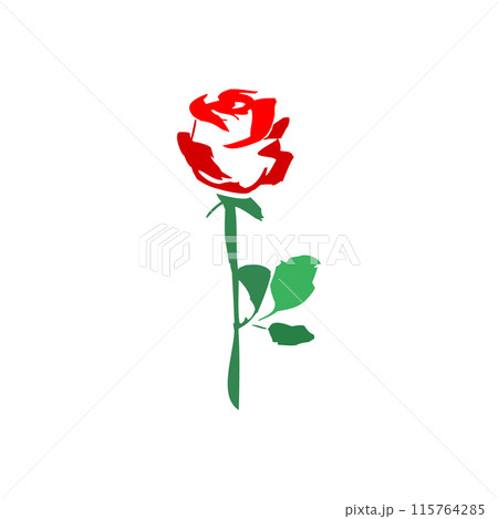 Rose flower with green leaves 115764285