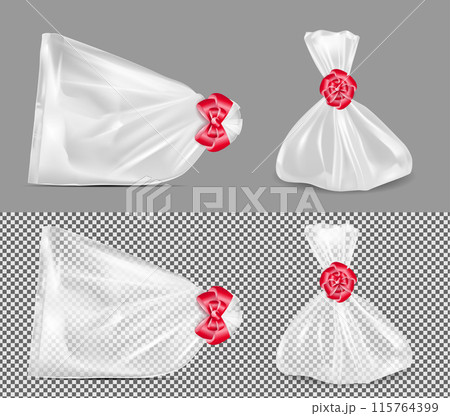 Transparent gift pouch with red ribbon and bowのイラスト素材 [115764399] - PIXTA