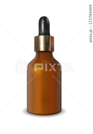 Realistic vector glass bottle with dropper for cosmetics and medicines Realistic vector glass bottle with dropper for cosmetics and medicines 115764404