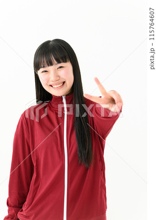 女子高生　ジャージ　ピース 115764607