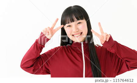 女子高生　ジャージ　ピース 115764612