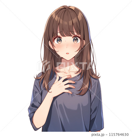 汗をかいたロングヘアの女性 汗をかいたロングヘアの女性 115764630