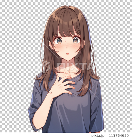 汗をかいたロングヘアの女性 汗をかいたロングヘアの女性 115764630