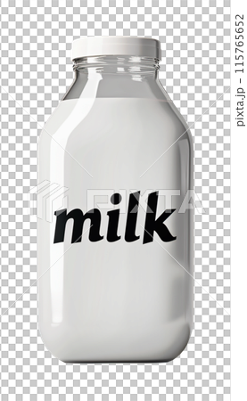 Milk in a glass bottle on a transparent background. 115765652