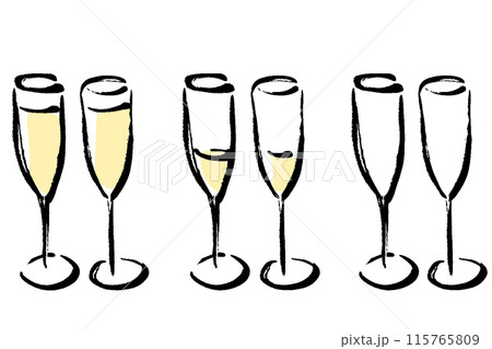 筆書きのシャンパングラスのイラスト 115765809