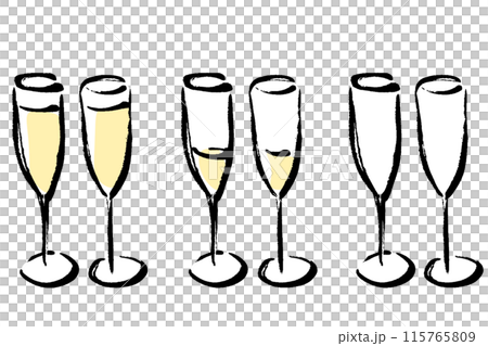 筆書きのシャンパングラスのイラスト 115765809