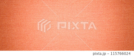 Dark coral background from textile material with wicker pattern, and vignette. Peach fuzz fabric with texture. 115766024