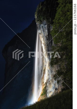 staubbach waterfall at night staubbach waterfall at night 115766168