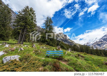 Oeschinensee Lake Hiking Path Bench 115766467