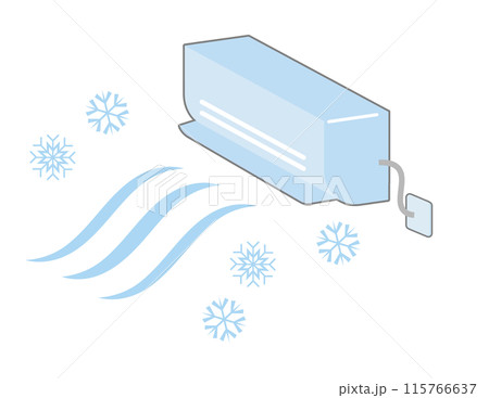 斜めから見た冷気が吹き出す壁掛けエアコンのイラスト 斜めから見た冷気が吹き出す壁掛けエアコンのイラスト 115766637