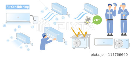 エアコン・空調設備・エアコン工事に関するイラストセット 115766640