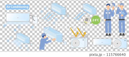 Illustration set for air conditioners, air conditioning equipment, and air conditioning construction 115766640
