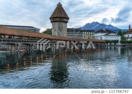 chapel bridge and mount pilatus chapel bridge and mount pilatus 115766747
