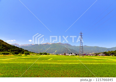 長野県伊那市美篶より木曽駒ヶ岳方面を望む(長野県伊那市)【2024.6】 115766845