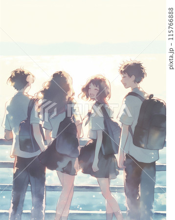 高校生の友達同士の語らい　青春の1ページ 115766888