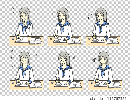 Illustration set of female students studying 115767521