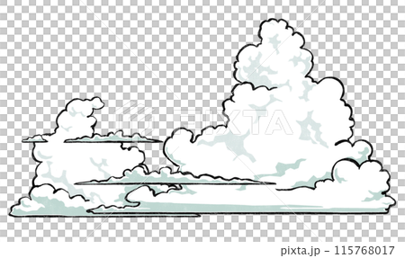 大小の入道雲　版画風 115768017