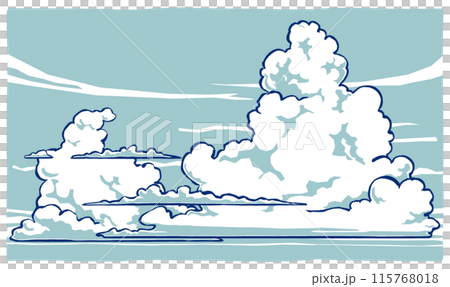 夏日天空升起的大大小小的雲彩,毛筆二色畫 夏日天空升起的大大小小的雲彩,毛筆二色畫 115768018