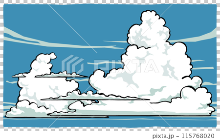 夏日天空升起大大小小的雷雨雲，筆畫和霧面畫 115768020