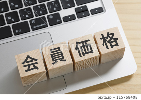 会員価格と書かれた積み木のブロック　パソコン 115768408