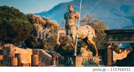 Pompeii, Italy. Statue Of Centaur On Territory Of Forum Pompeii, Italy. Statue Of Centaur On Territory Of Forum 115768431