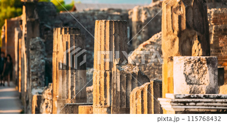 Pompeii, Italy. Remains Of Ancient Building On Territory Of Pompeii Forum 115768432