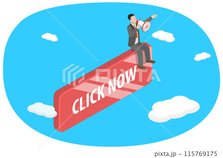3D Isometric Flat  Illustration of Call To Action, Online Advertising 115769175