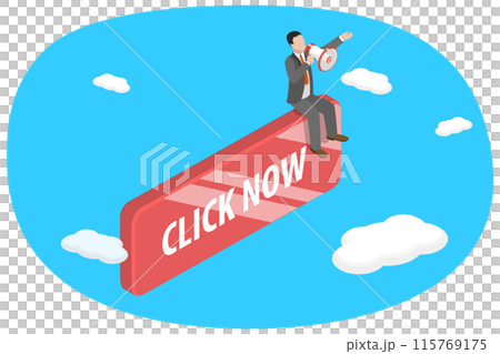 3D Isometric Flat Illustration of Call To Action, Online Advertising 3D Isometric Flat Illustration of Call To Action, Online Advertising 115769175