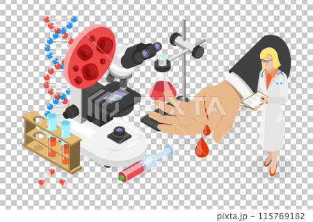 3D Isometric Flat  Illustration of Hemophilia, Anemia Treatment, Blood Disease 115769182
