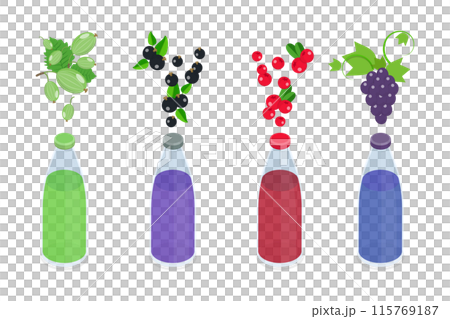 3D Isometric Flat Set of Bottles With Berry Beverage, Fresh Squeezed Juice 3D Isometric Flat Set of Bottles With Berry Beverage, Fresh Squeezed Juice 115769187