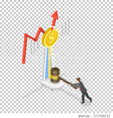 3D Isometric Flat  Illustration of Price Hit, Business Success Measuring 115769252