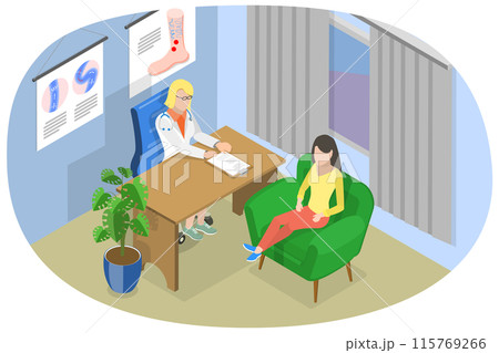 3D Isometric Flat  Illustration of Varicose Vein, Patient Examination 115769266