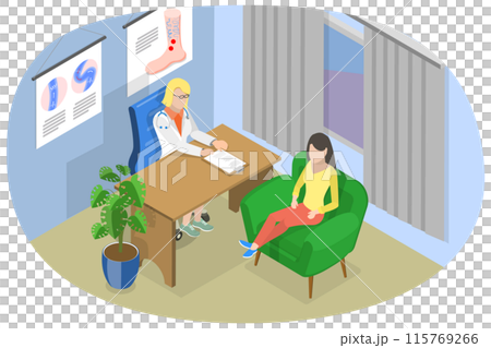 3D Isometric Flat  Illustration of Varicose Vein, Patient Examination 115769266