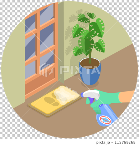 3D Isometric Flat  Illustration of Disinfection Rug, Sanitizing Mat 115769269