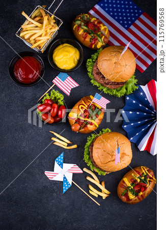 Traditional American food for celebrating July 4 Independence Day Traditional American food for celebrating July 4 Independence Day 115769568