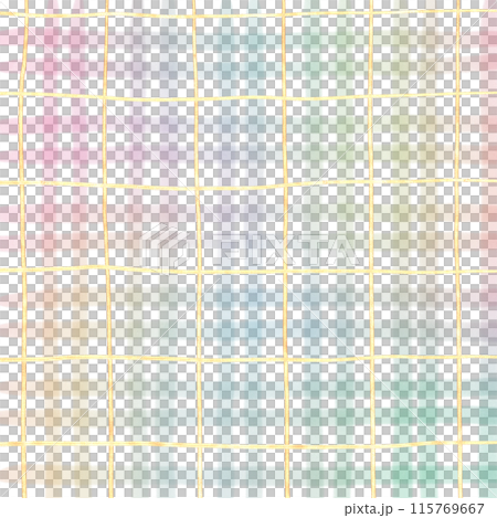 Rainbow Gold Plaid Gingham Check Hand Drawn Background Overlay 115769667