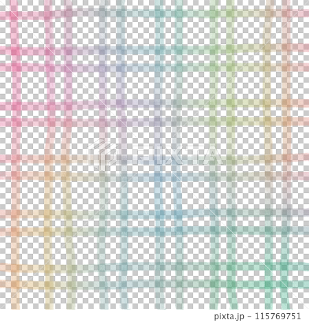 Rainbow Plaid Gingham Check Hand Drawn Background Overlay 115769751