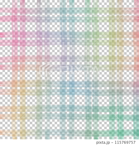Rainbow Plaid Gingham Check Hand Drawn Background Overlay 115769757